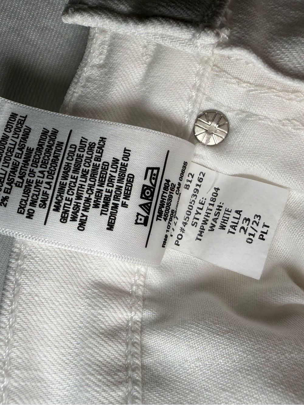 Hudson Jeans Reconstructed White Denim Midi Pencil Skirt Front Slit Size 23/00 - Picture 14 of 14